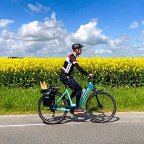 Male on a leisure cycling tour in France